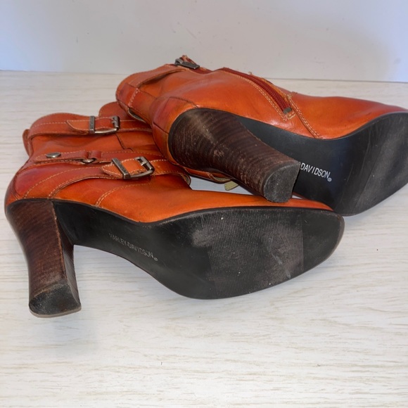 Harley Davidson Ladies Brown Strapped Heeled Boots - Size 8.. in nice condition. - Picture 8 of 9